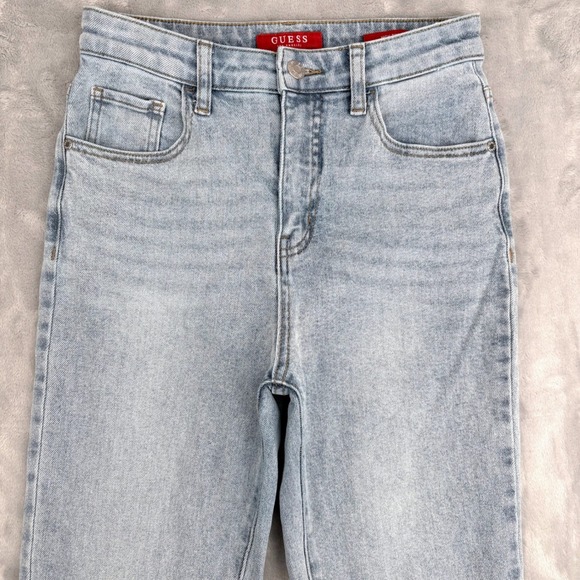 Guess Jeans Women 27x28 (Fits 25x27) Light Blue High Rise Straight Classic Denim - Picture 2 of 9